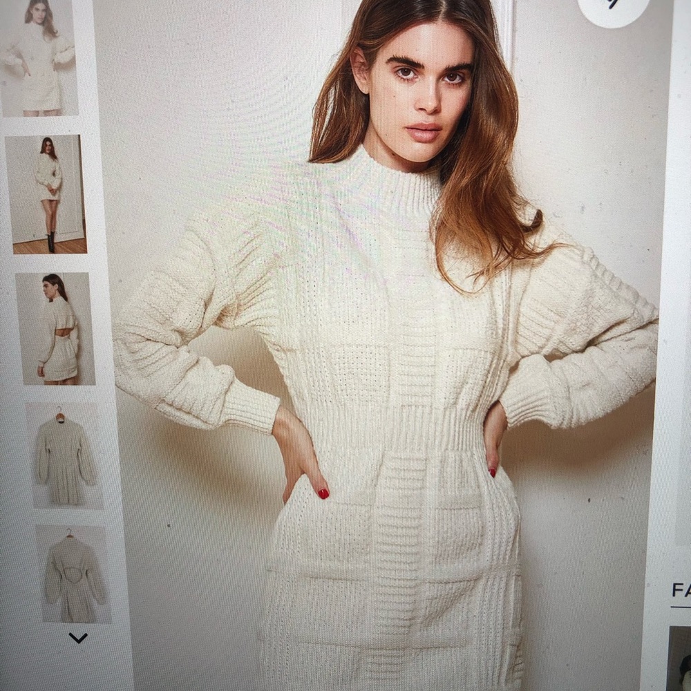 Lulus viral patchwork white sweater dress